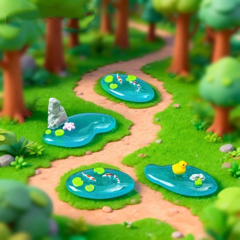 Bonsai Garden With Pond - (BF06) Ornamen Kolam Resin Mini Dengan