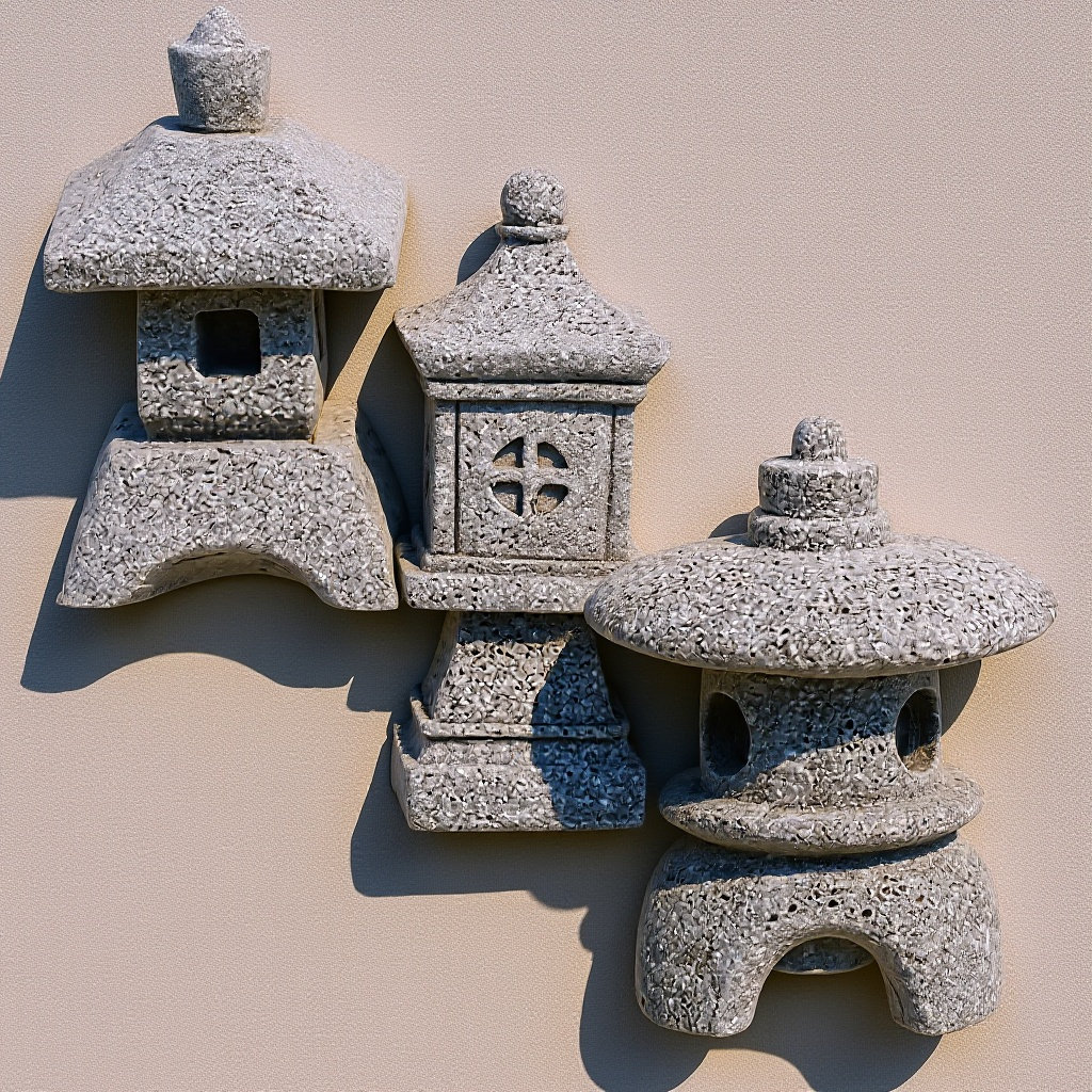 Bonsai Garden With Pond - 3Pcs Patung Taman Pagoda Miniatur Kompak