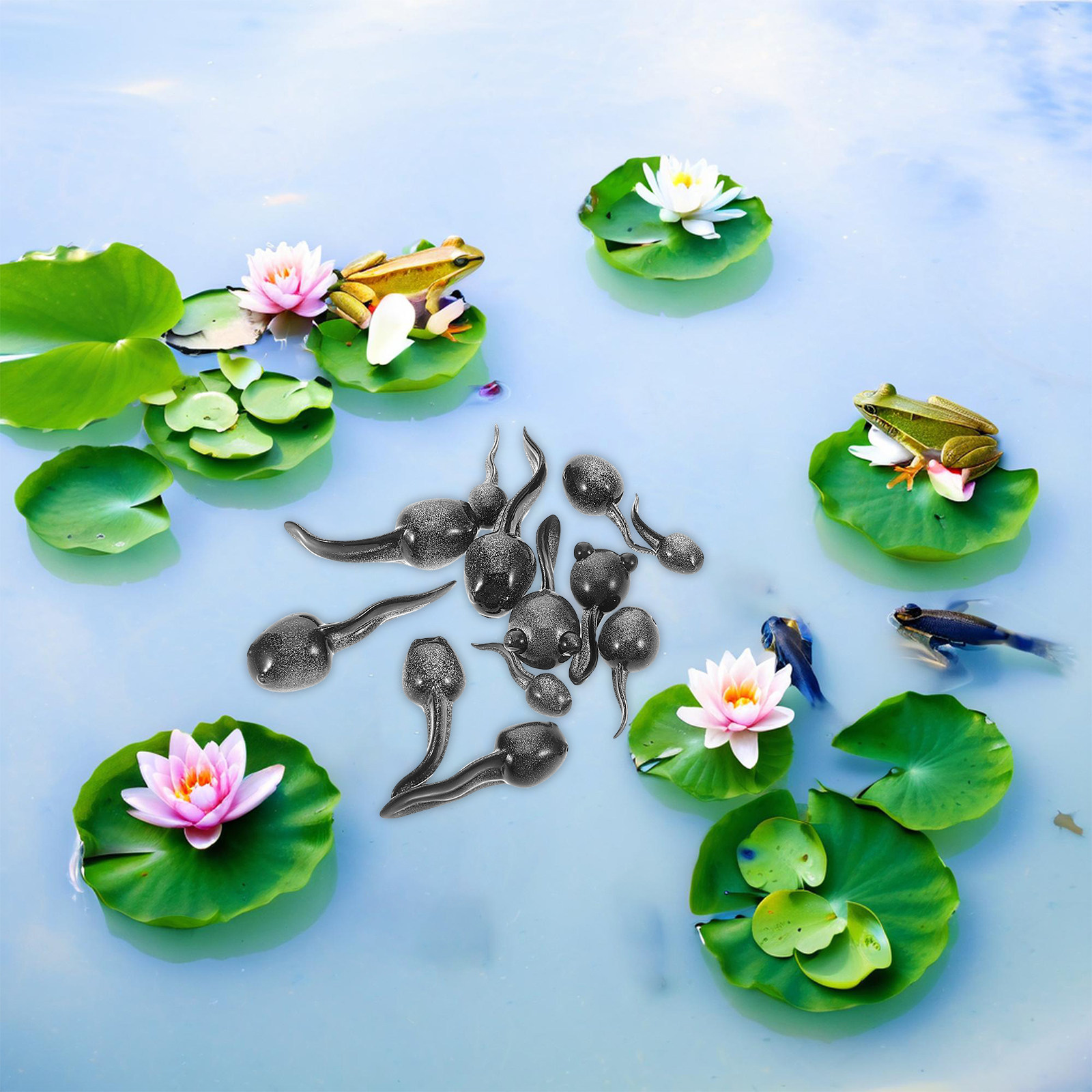 Bonsai Garden With Pond - 13Pcs Dekorasi Kecebong Mini Realistis dari