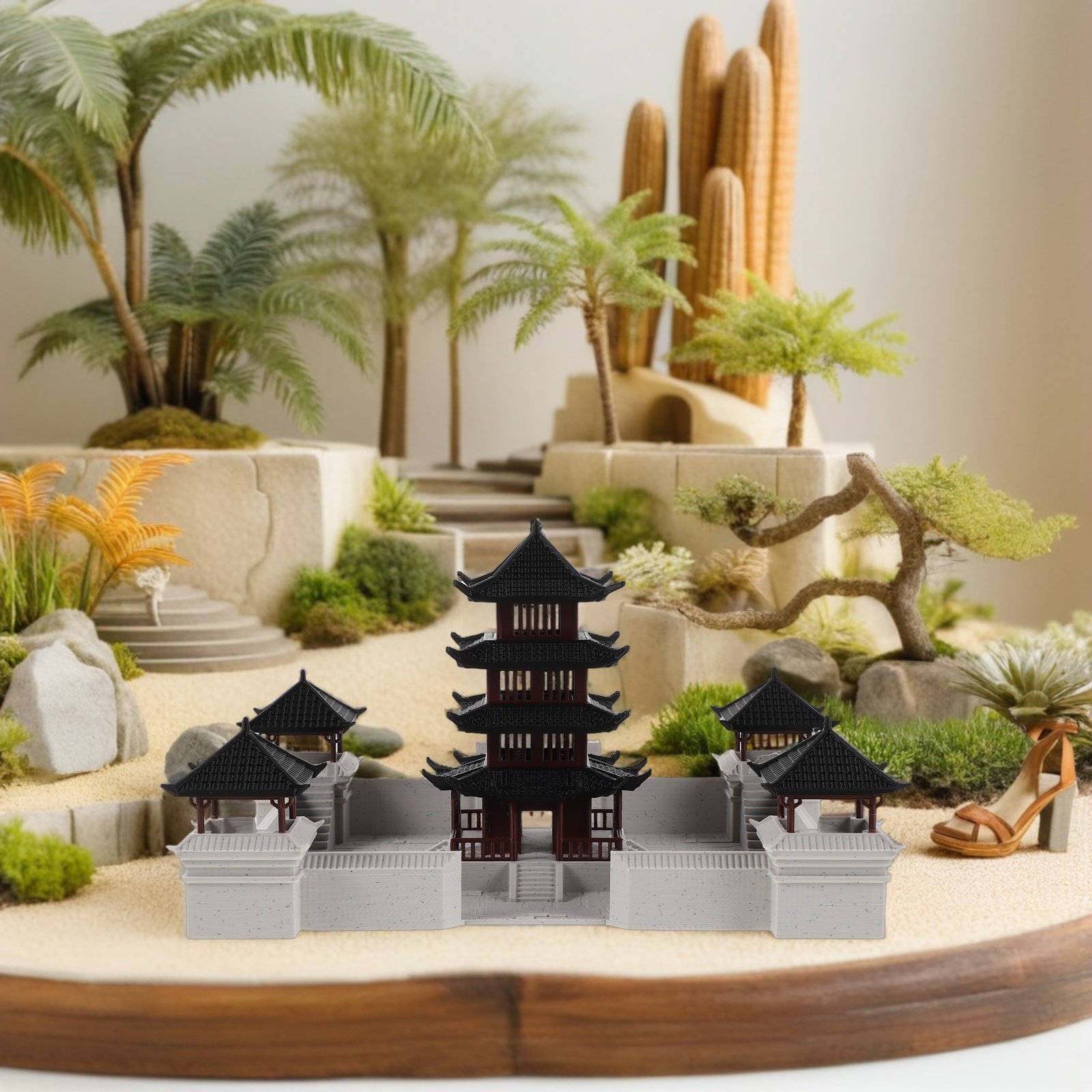 Patung Paviliun Miniatur Tiong - Bonsai Garden With Pond ulasan dan harga