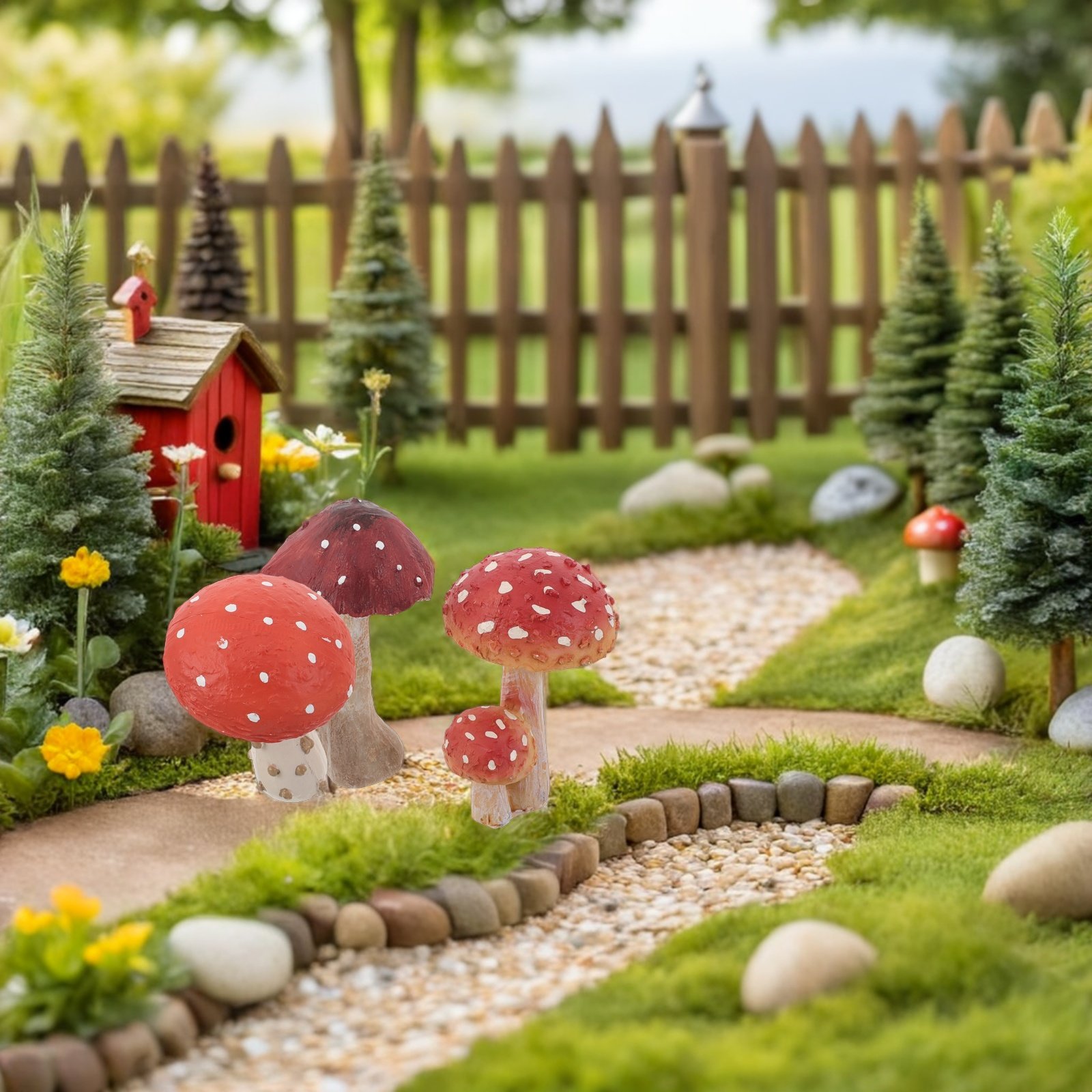 3 Buah Patung Taman Jamur Resi - Bonsai Garden Set Up ulasan dan harga