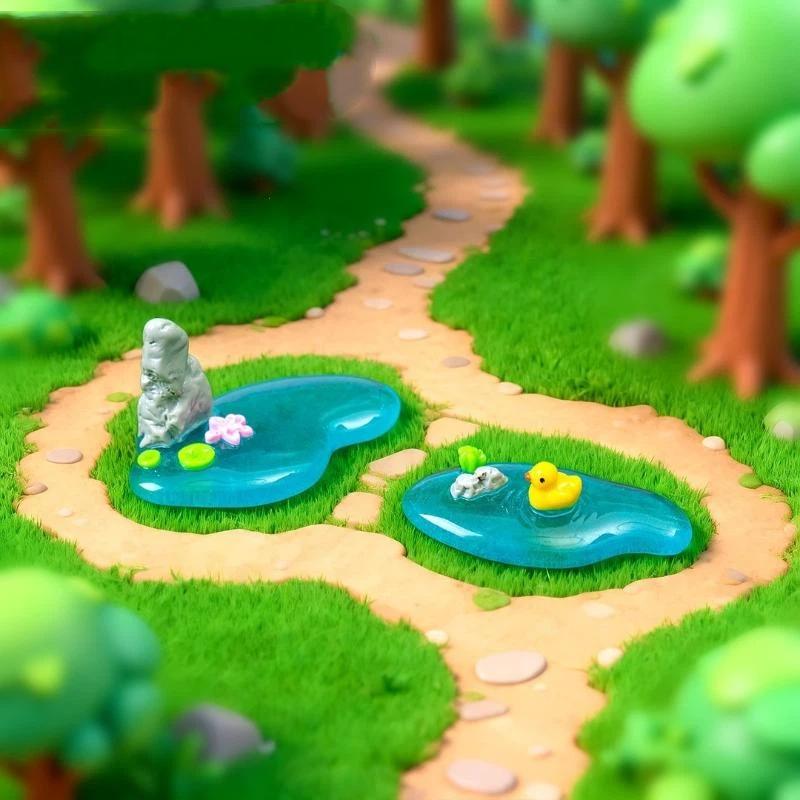 Figurin Kolam Resin Mini Bebek - Bonsai Garden With Pond ulasan dan harga