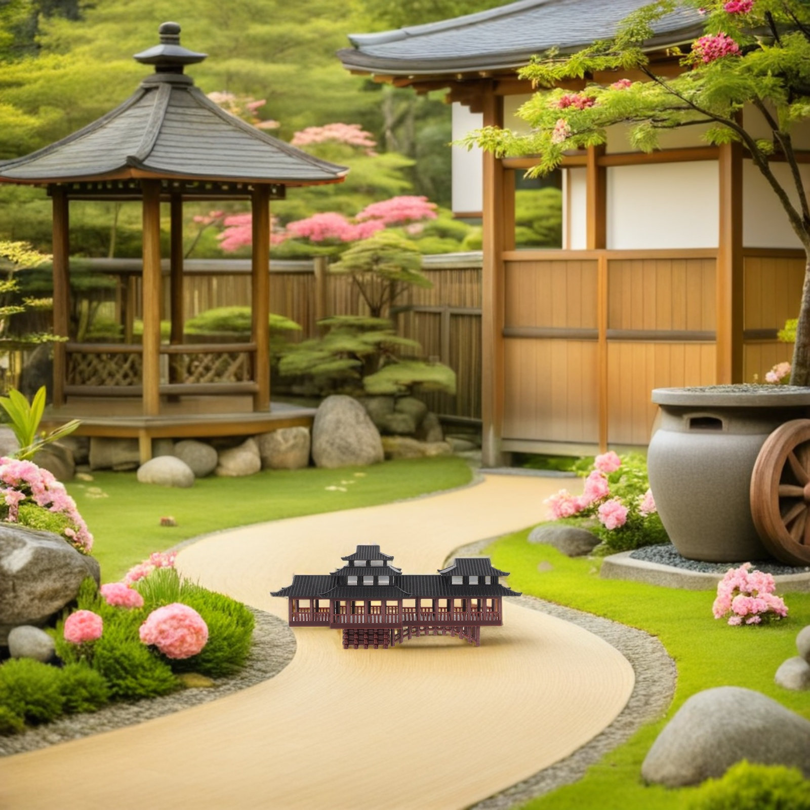 Jembatan Kolam Miniatur Dekora - Bonsai Garden With Pond ulasan dan harga
