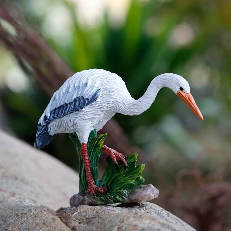 Patung Resin Egret Mini lucu,  - Bonsai Garden With Pond ulasan dan harga