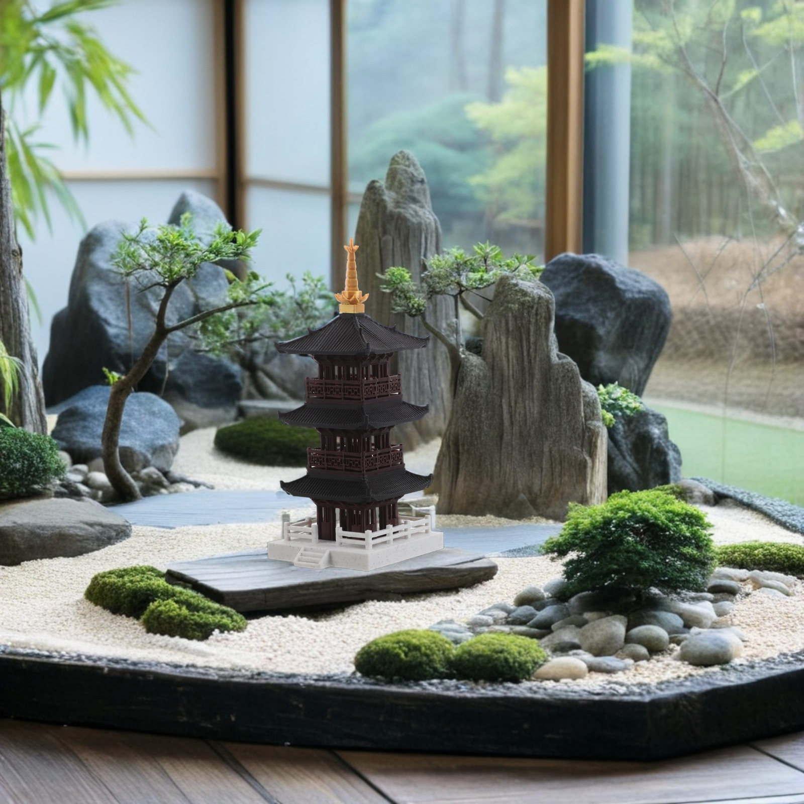 Patung Pagoda Cina Miniatur Me - Bonsai Garden Set Up ulasan dan harga